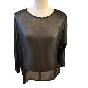 MNG Mango sheer black shimmer top M